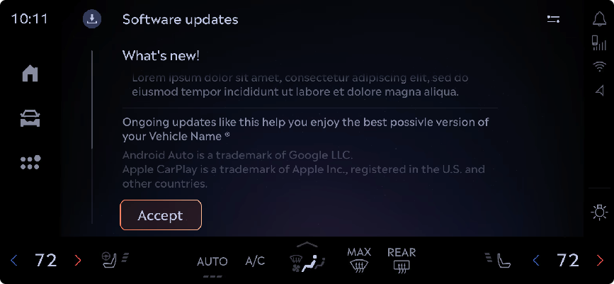 What's new. After an update installs, the car shows a short, clear summary of what changed, then asks the driver to accept